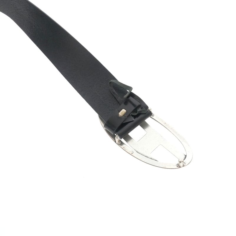 DIESEL 黒レザーベルト オーバルバックル DIESEL ブラックレザーベルト オーバルバックル