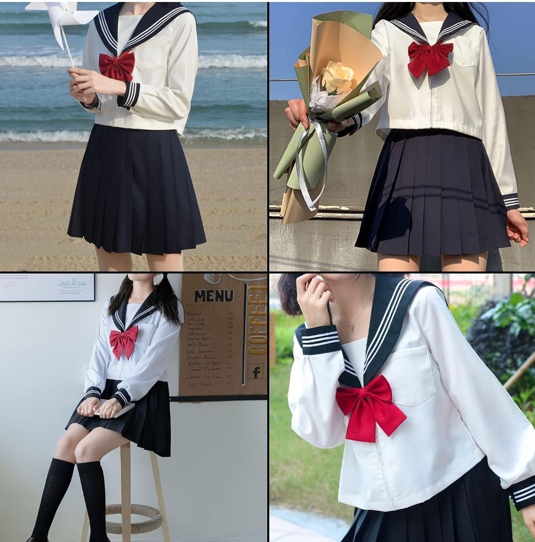 新品未使用】[DERAYEE] セーラー服 コスプレ 長袖 女子高生 4点セット