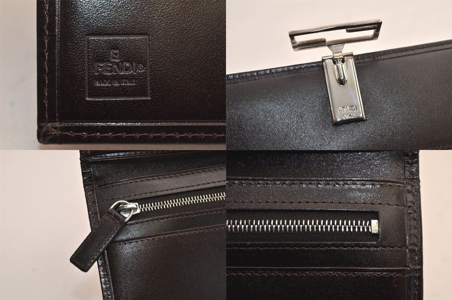 FENDI フェンディ ヴィンテージ ズッカ柄 長財布 キャンバス レザー