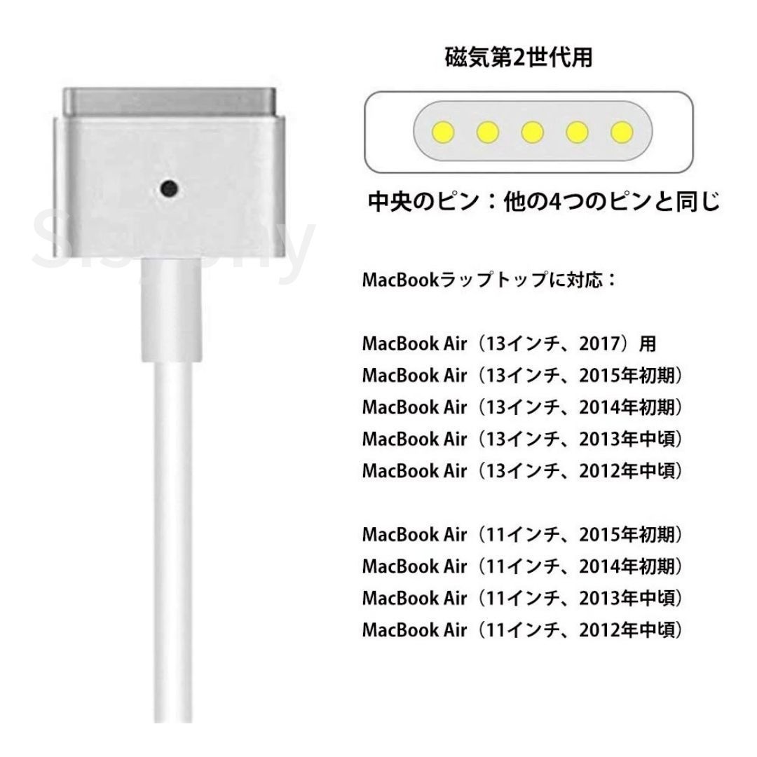 MacBook Air Pro USB-C MagSafe2 充電ケーブル 磁気 マグネット 1.7m PD 60W Type-C 変換 充電ケーブル 11、13インチ 用（2012年中期以降のモデル）