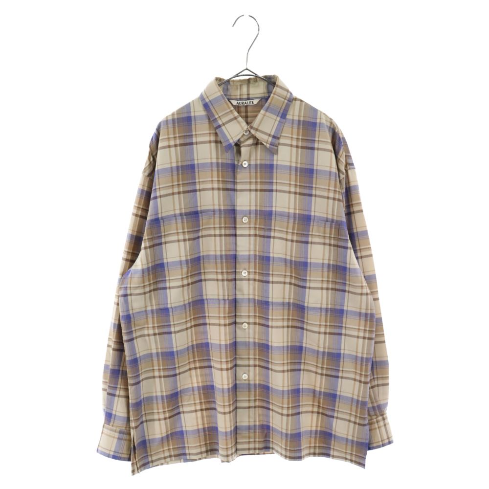 AURALEE (オーラリー) 18AW SUPER LIGHT WOOL CHECK SHIRTS A8AS01LC スーパーライトウール  チェックシャツ ネルシャツ ブルー/ブラウン - メルカリ