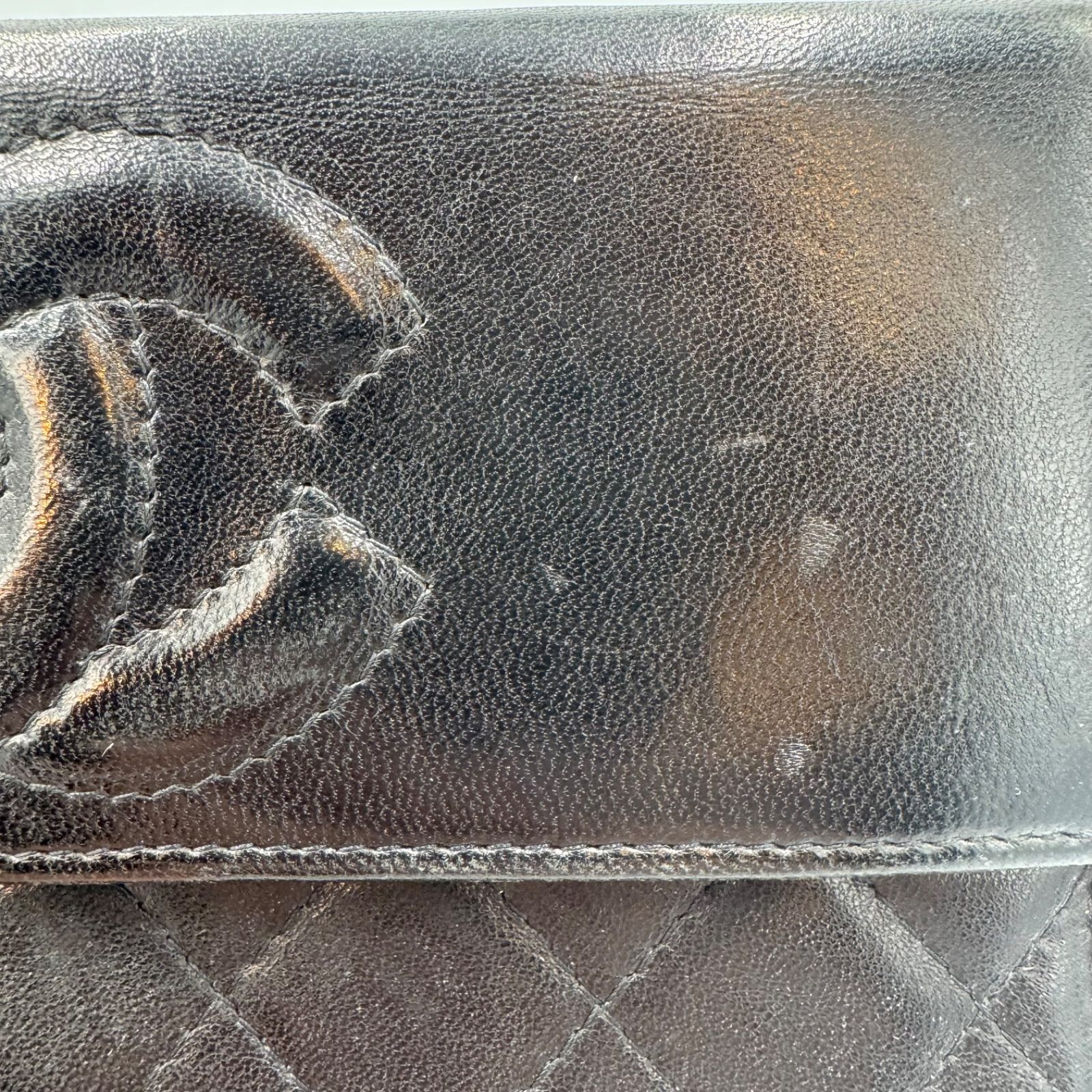 CHANEL ロングウォレット ココマーク ブラック ラムスキン フリンジ  