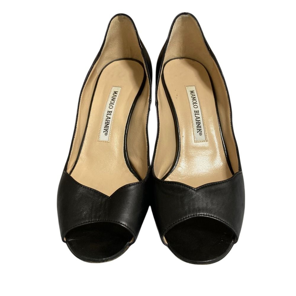 美品 MANOLO BLAHNIK マノロブラニク レザー オープントゥ