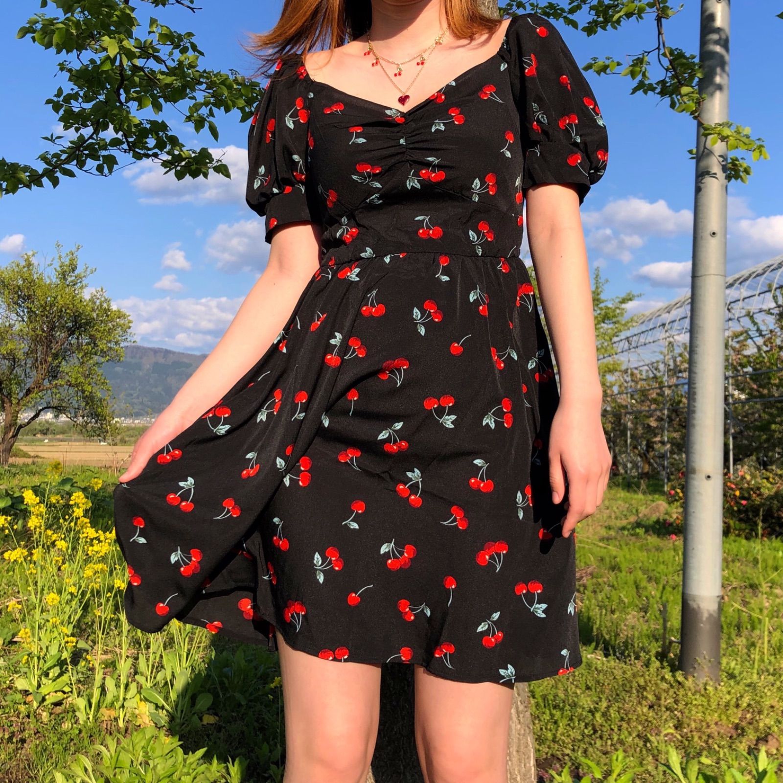 さくらんぼワンピース　見本 チェリーバニー柄ワンピース | axes femme online shop