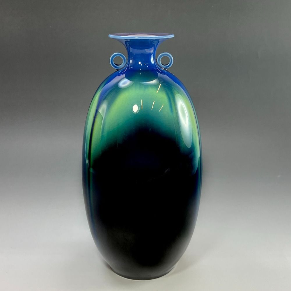 KUTANIYAKI 九谷焼 人間国宝 三代 徳田八十吉 作 耀彩耳付花生 陶磁器 _ 花瓶 NEXPOTALLINN_EU