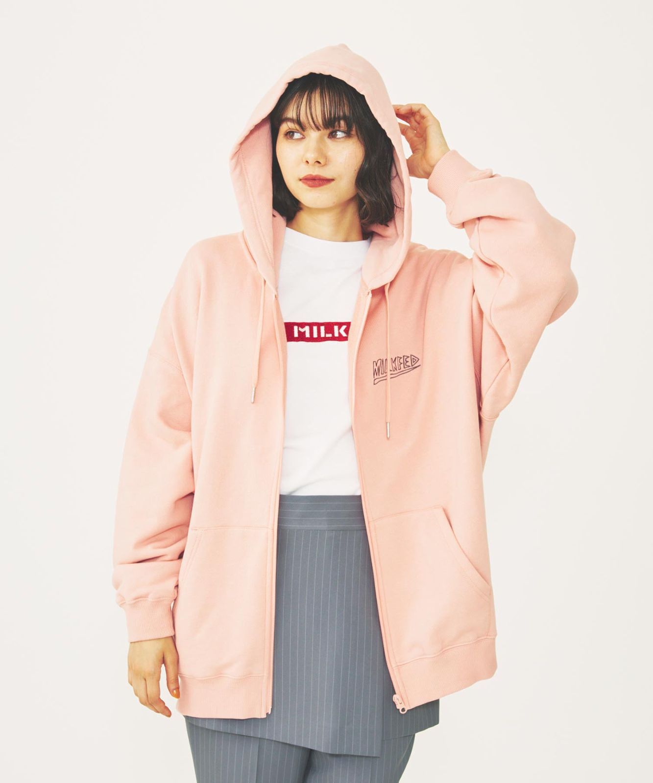 スウェット パーカー ミルクフェド MILKFED HEAVY METAL ZIP UP HOODIE