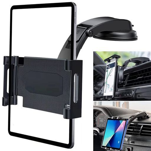 Elnicec車載吸盤式タブレットホルダー【最新改良型】スマホホルダー車ダッシュボード用超強力粘着ゲル+真空吸盤360度回転自由調節伸縮アーム取り付け簡単5.5~11インチ全機種対応日本語説…