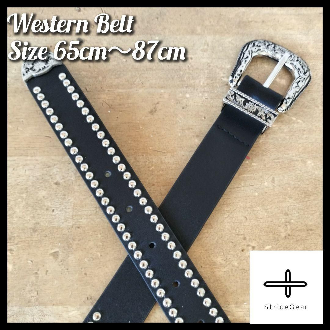 ベルト レザー シルバー スタッズ メタル アメカジ メンズ ブラック 黒