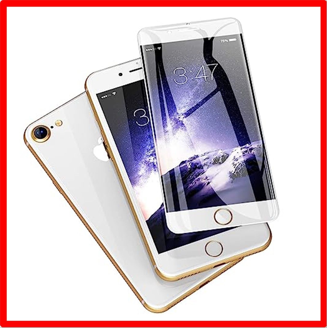 匿名配送】 iPhone7/8_クリア（全面保護/ホワイト） 【2枚セット