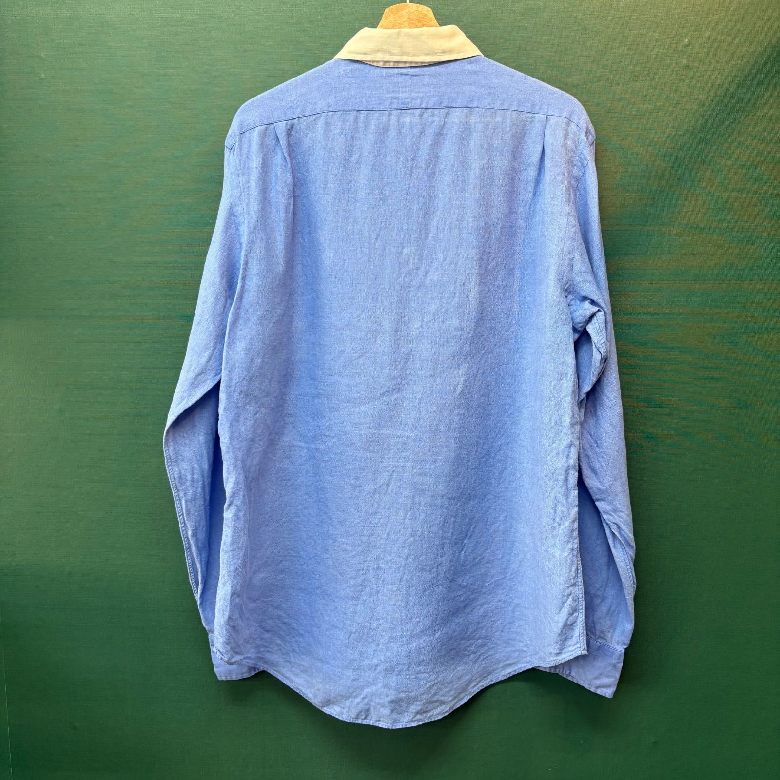 Ralph Lauren 90s 100% linen shirt y2k 麻 Vintage Polo Ralph Lauren 100% Linen Shirt Blue XL Pink