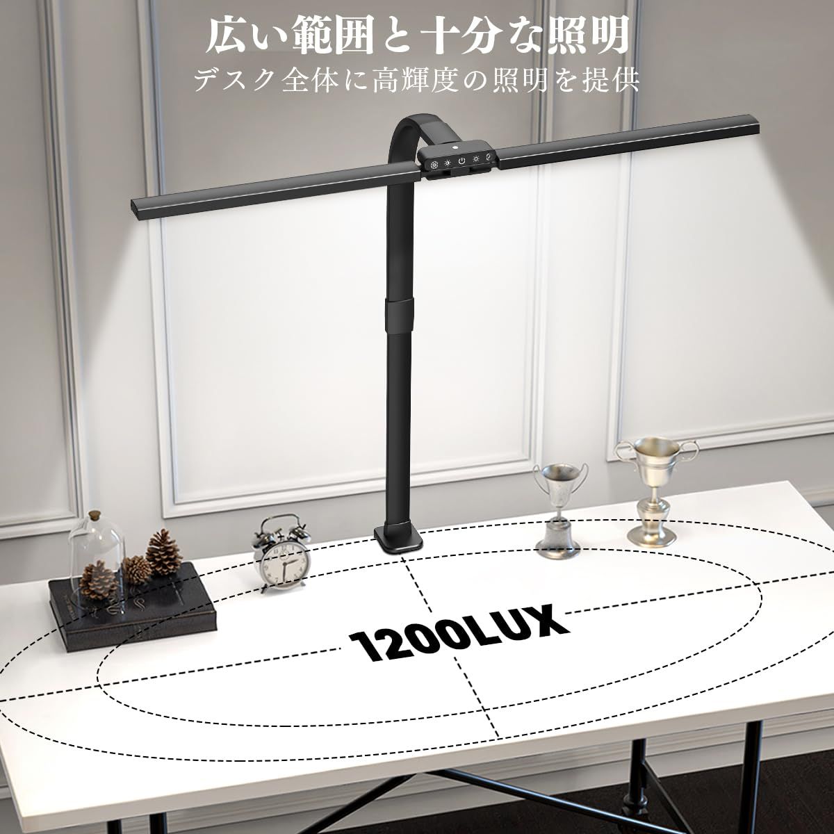 特別価格　LED デスクライト クランプ式 Bravzurgスタンドライト 電気スタンド 卓上 【ダブル光源・光センサー付・5色温度・5段階調光・明るい・回転可能】強力照明 テーブルライト 勉強・モニター・仕事に適しています【PSE認証済み日本語説明書】