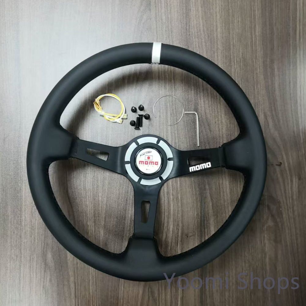【新品未使用】MOMO モモ ステアリング ハンドル本体 V1 レザー 深い凹み 14インチ350MMクイックレリース レース race カスタム 車 競技 ホワイト spucp6