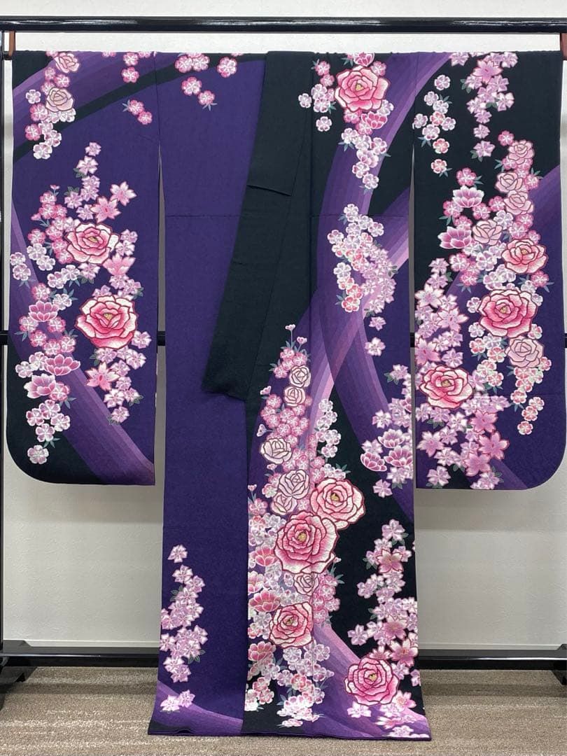 振袖 豪華 絞り加工 金彩 紋意匠 薔薇 和モダン 身丈171cm MO2509