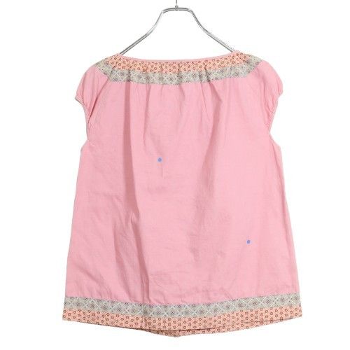 ピンクハウス★パッチワークブラウス デニム ノースリーブ ピンク系 テディベア&amp;ロゴプリント♪z12364 PINK HOUSE - ピンクハウス☆パッチワークブラウス デニム