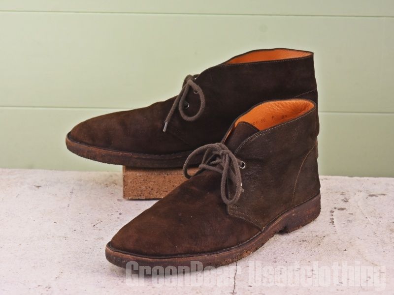  B829 イタリア製 Santoni チャッカブーツ スウェード 茶 メンズ 9.5 27.5cm その他