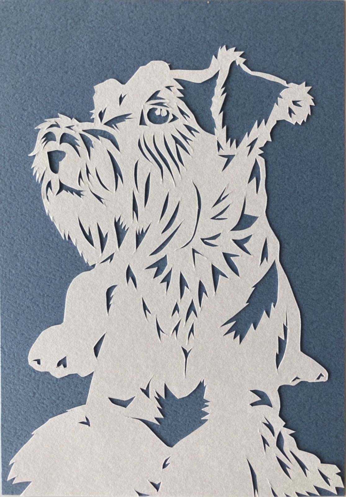 切り絵 【横顔シリーズ〜ミニチュア・シュナウザー〜】「陽気な