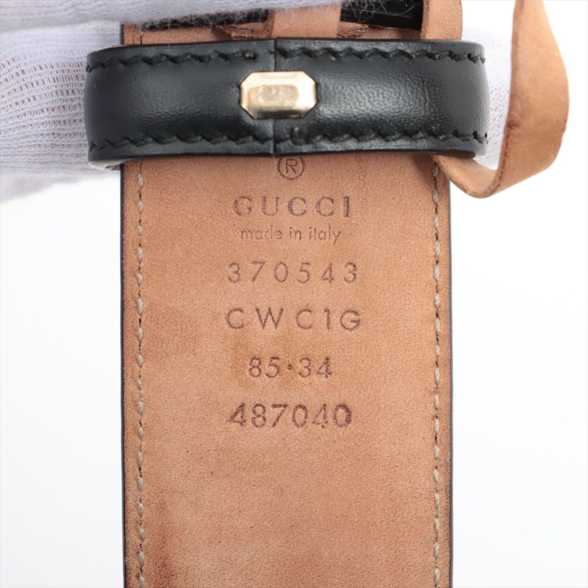 GUCCI/グッチ シマ インターロッキング Gベルト 85/34 GP×革 370543 ...