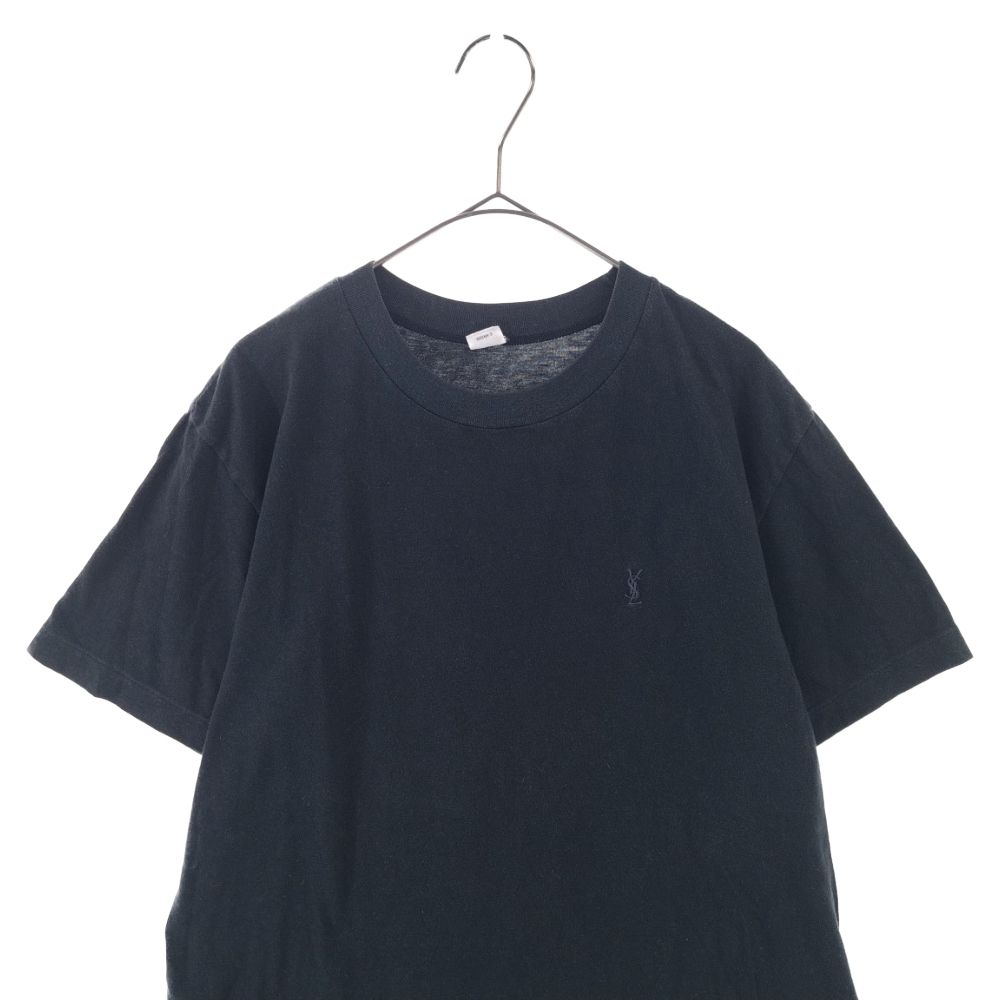 YVES SAINT LAURENT イヴサンローラン LOGO S/S CREW-NECK TEE ロゴ刺繍 半袖クルーネックTシャツ カットソー ブラック