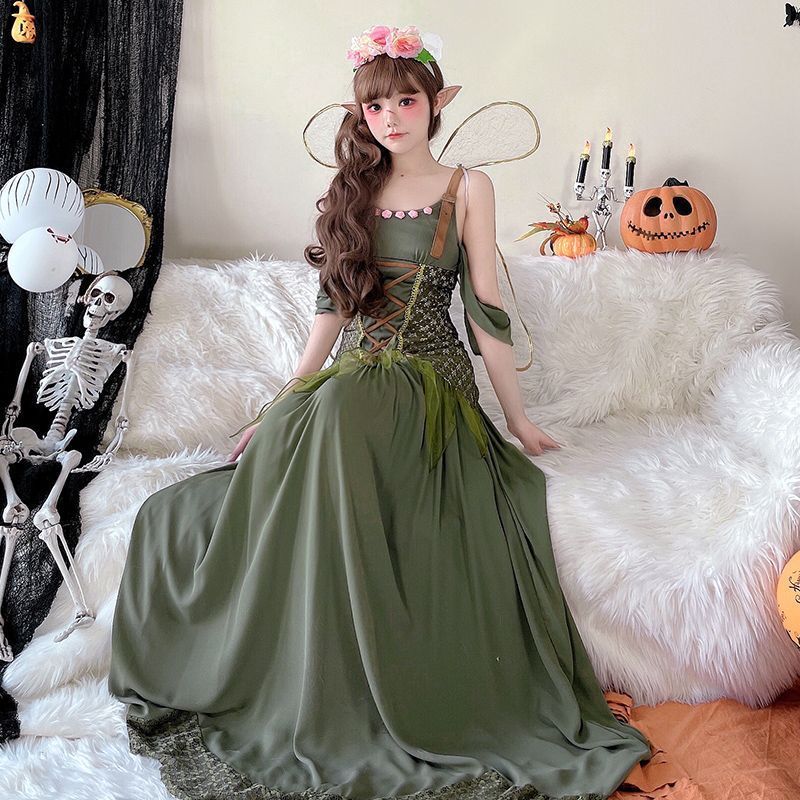 ハロウイン コスプレ 仮装 大人用 花の精霊 コスプレ衣装 精霊 ガールズ 仮装 羽付 ドレス 翼 妖精 妖精ドレス コスプレ 可愛い ロングドレス 衣装 バレンタイン レディース 女性 大人 ワンピース ロング xiaojin16