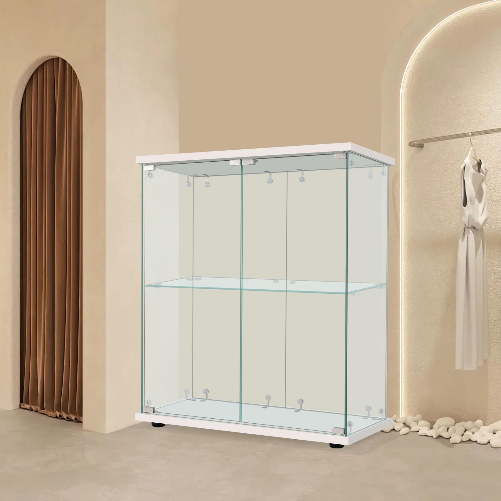 新品 サイズ:幅80.5×奥行36.5×高さ86cm 強化ガラス 2段 フィギュア