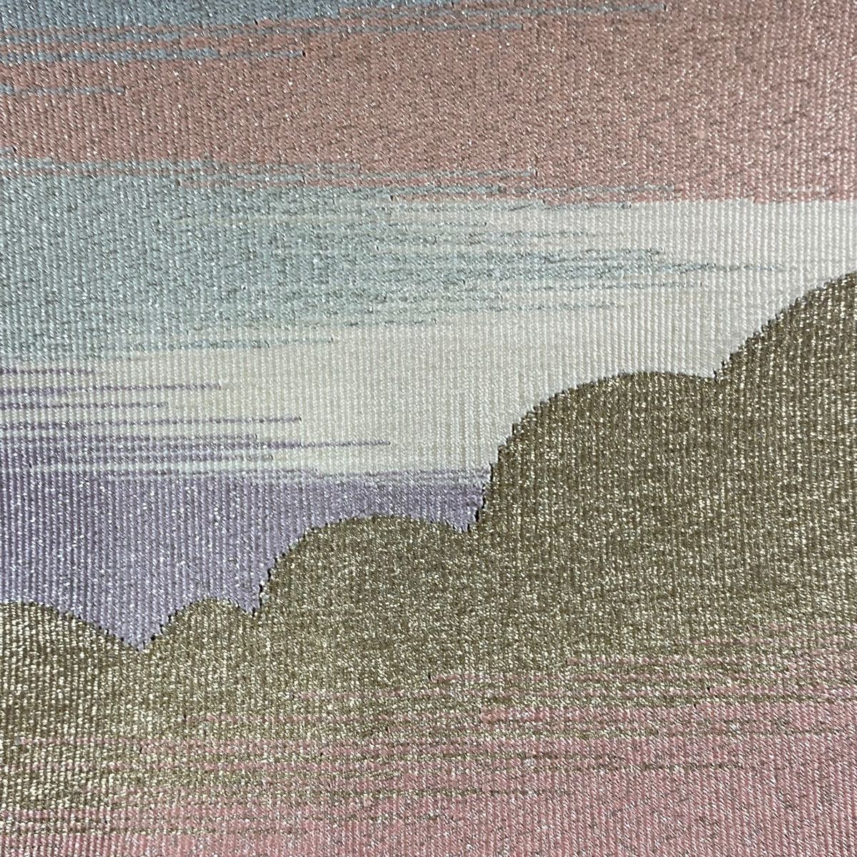 412mn7◇綴れ織 風景文 松 霞 金糸 八寸名古屋帯◇美品 412mn7◇綴れ織 風景文 松 霞 金糸 八寸名古屋帯◇美品