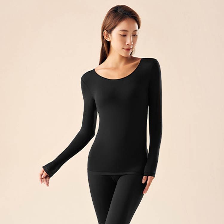 あったかインナー レディース インナーシャツ ストッキングインナー 防寒 長袖 発熱 保湿 インナー 肌着 薄手 広い 深あき ブラック 黒 ベージュ 大きいサイズ 薄い 軽い 暖かい 秋冬 ストッキ itaiya6578 NEXPOTALLINN_EU