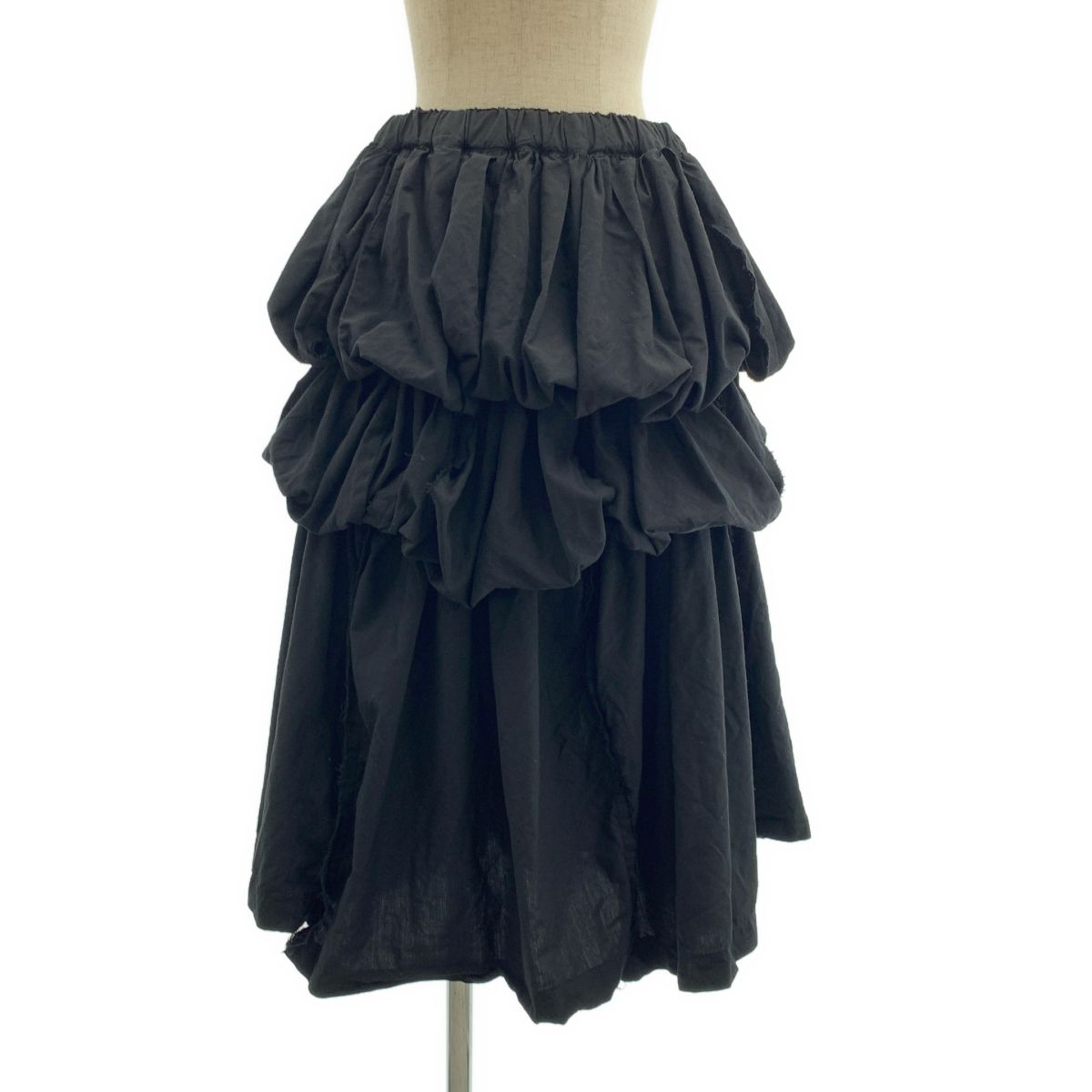 COMME des GARCONS | コムデギャルソン | 2020SS | ポリエステル 製品加工 立体 変形 インサイドアウト ドローストリング ボリューム スカート | S | ブラック | レディース