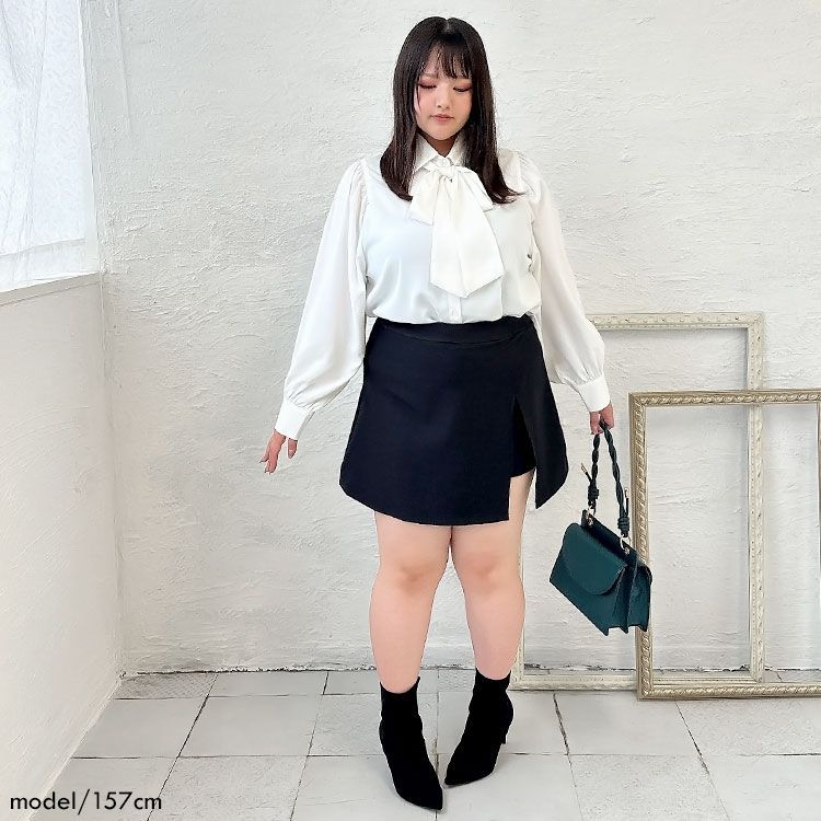 大きいサイズ レディース スカート風ショートパンツ オーバー
