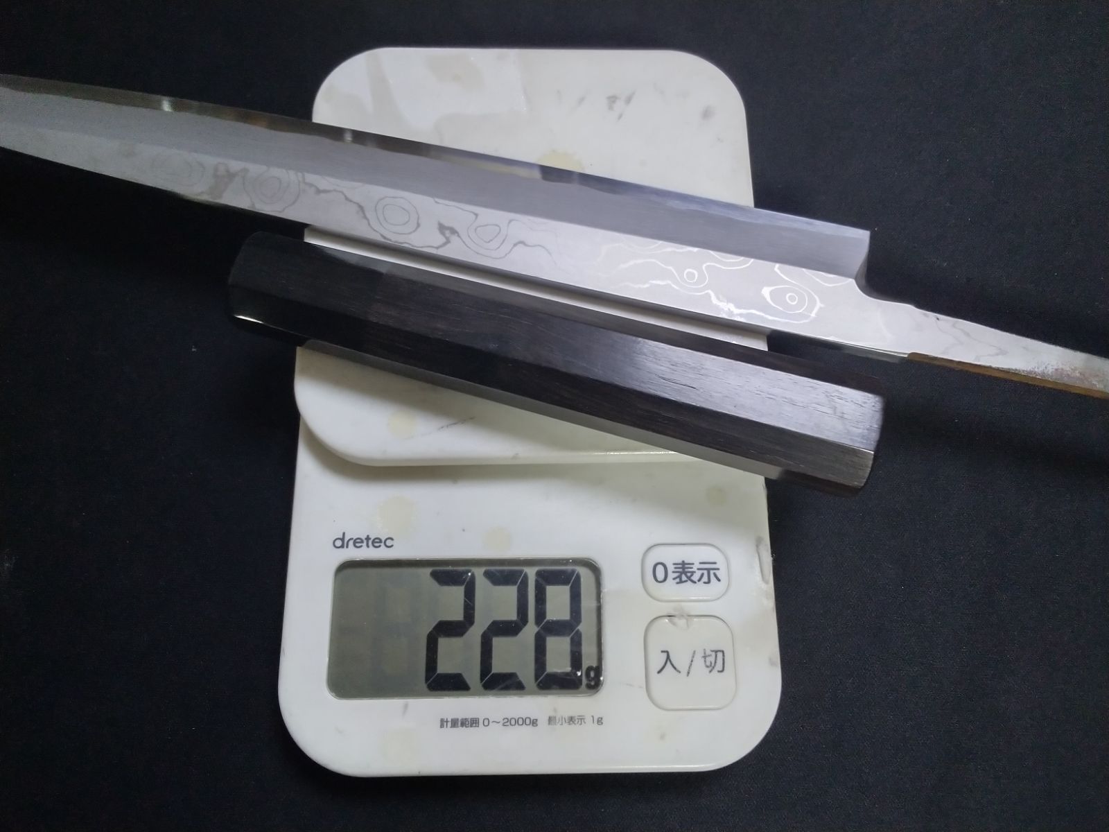 城山刃物製作所(堺業務用刃物メーカー直売)九寸 柳刃 白二鋼ダマスカス