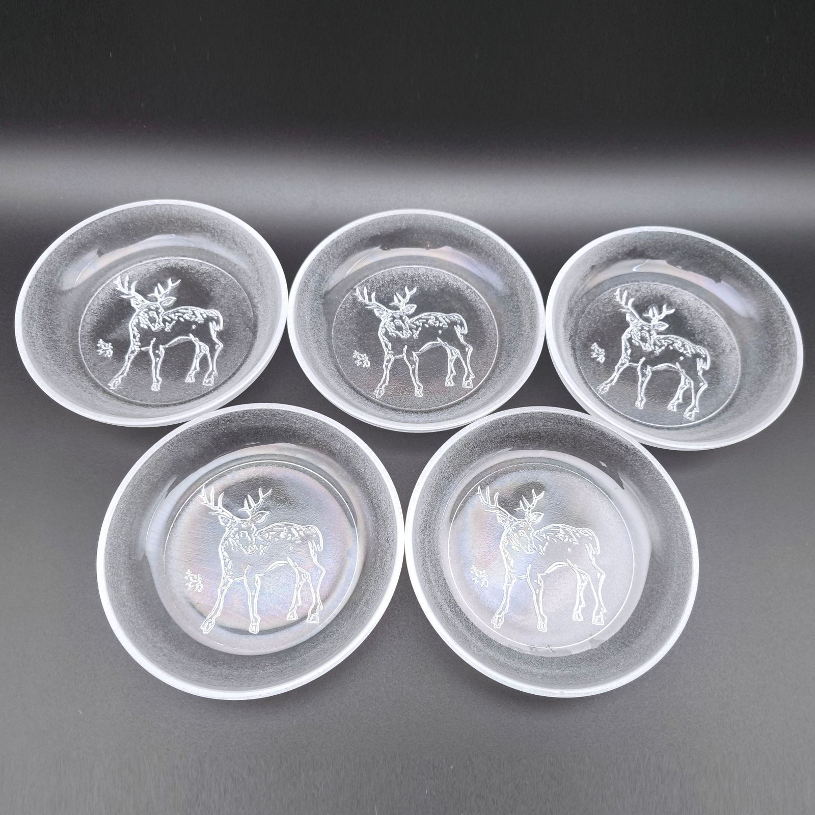 棟方志功・白鹿・ガラス小皿・10枚セット・No.250625-30・梱包サイズ60