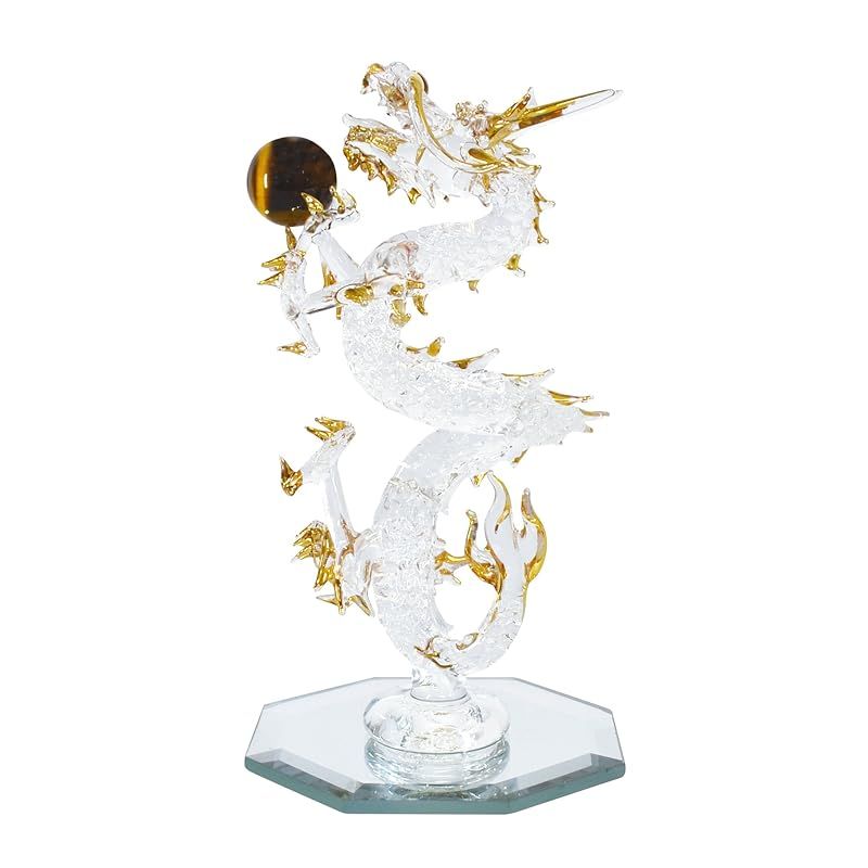 フォーカート 手作りガラス細工 風水 開運 縁起 金運 昇龍 全長15ｃｍ