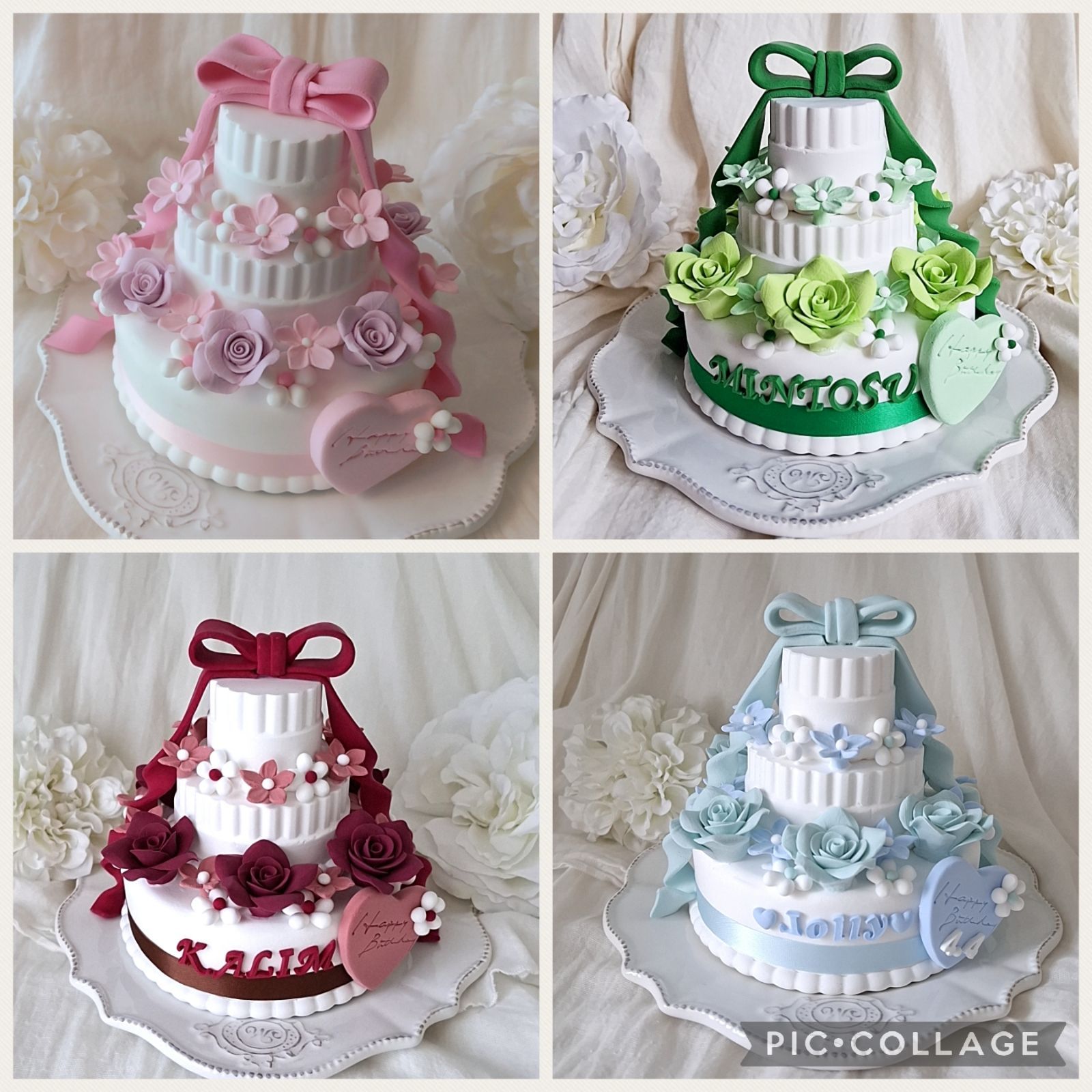 クレイケーキ フェイクケーキ バースデー ラウンドフラワー シック