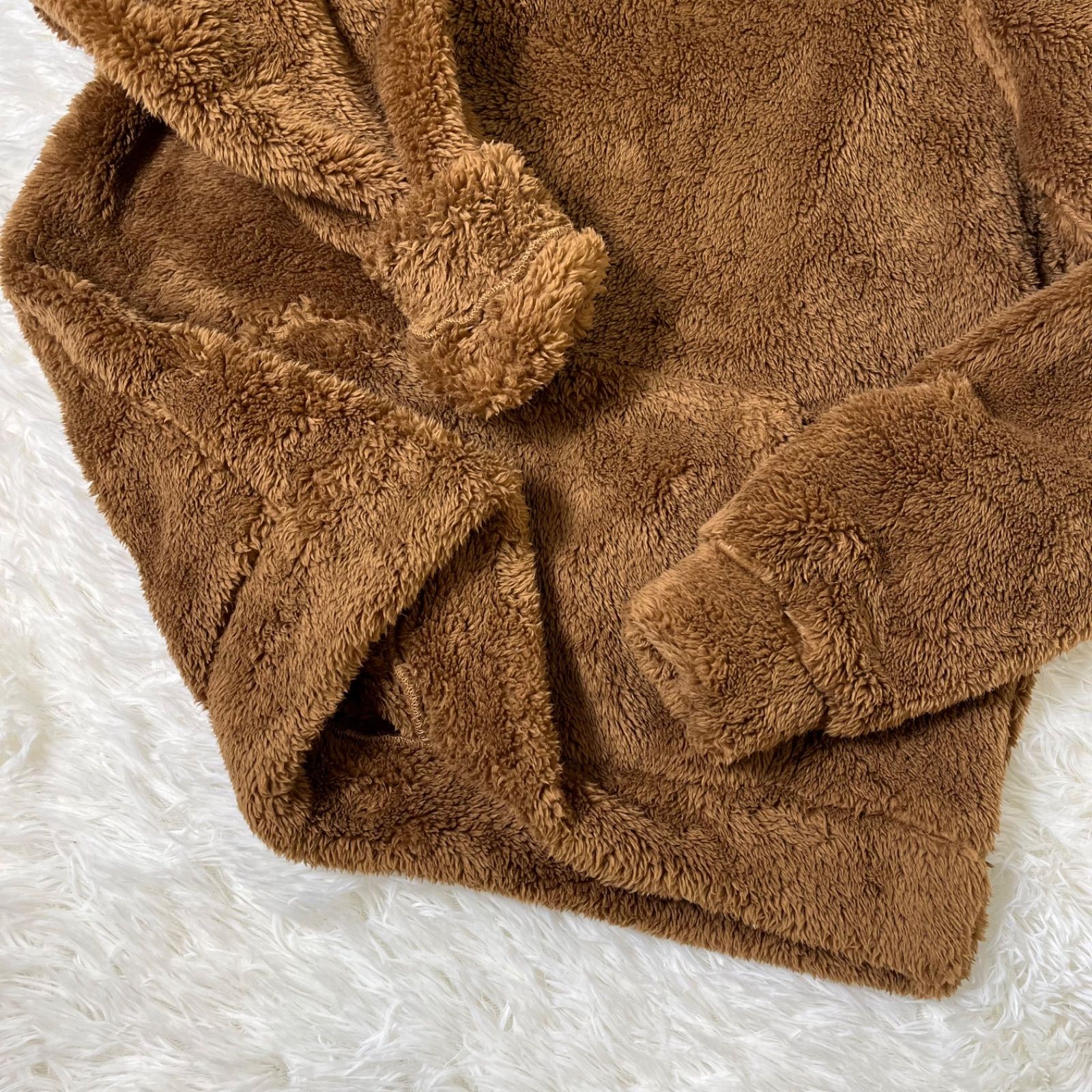 RVCA ルーカ ボアパーカー 刺繍ロゴ モコモコ ブラウン 大きめ(Mサイズ 