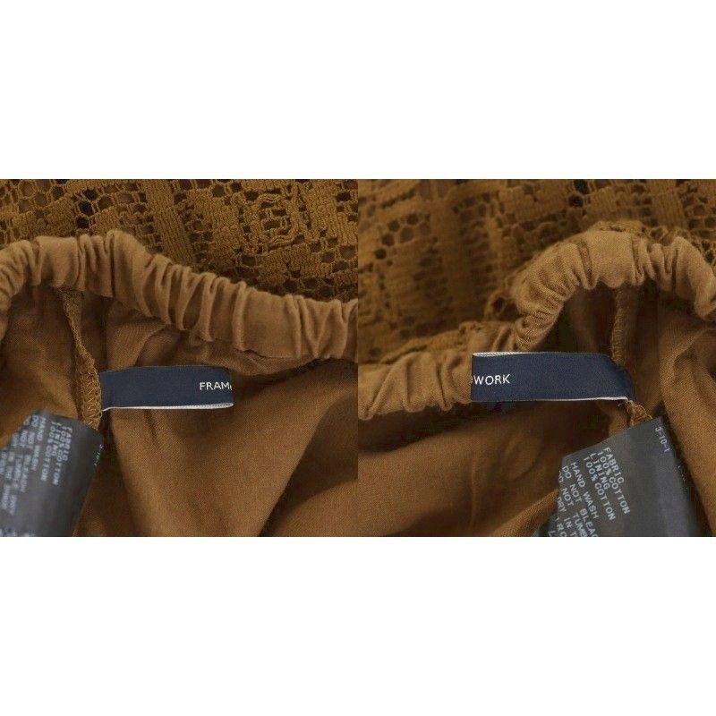 フレームワーク 25SS コットンレースパンツ イージーパンツ 刺繍 茶 