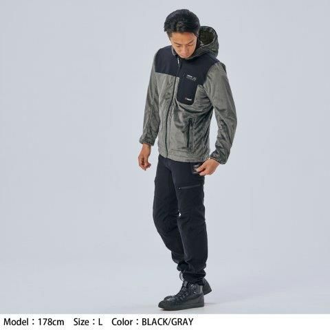 e-HEAT ストア フリース インナーパーカ ブラック/グレー Mサイズ