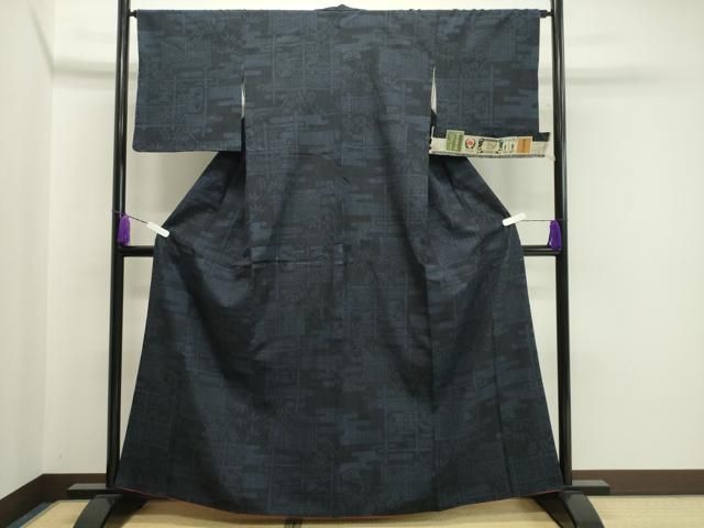 平和屋着物●結城紬　霞文　正絹　逸品　CAAY9463th 平和屋着物○結城紬 100亀甲 エ霞風景文 証紙付き 正絹 逸品 未