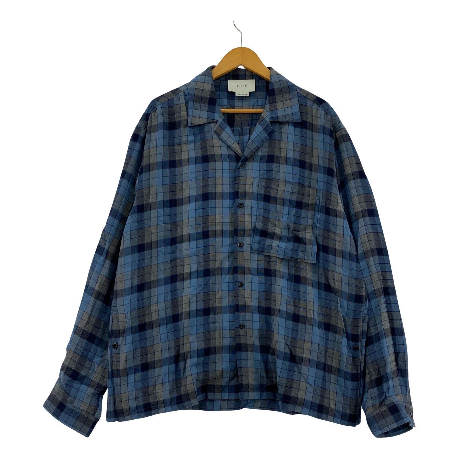 YOKE/20SS/オーバーサイズチェックシャツ/M/ブルー - メルカリ