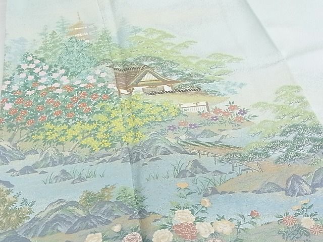 平和屋着物□豪華色留袖 刺繍 風景花文 暈し染め 金彩 正絹 逸品