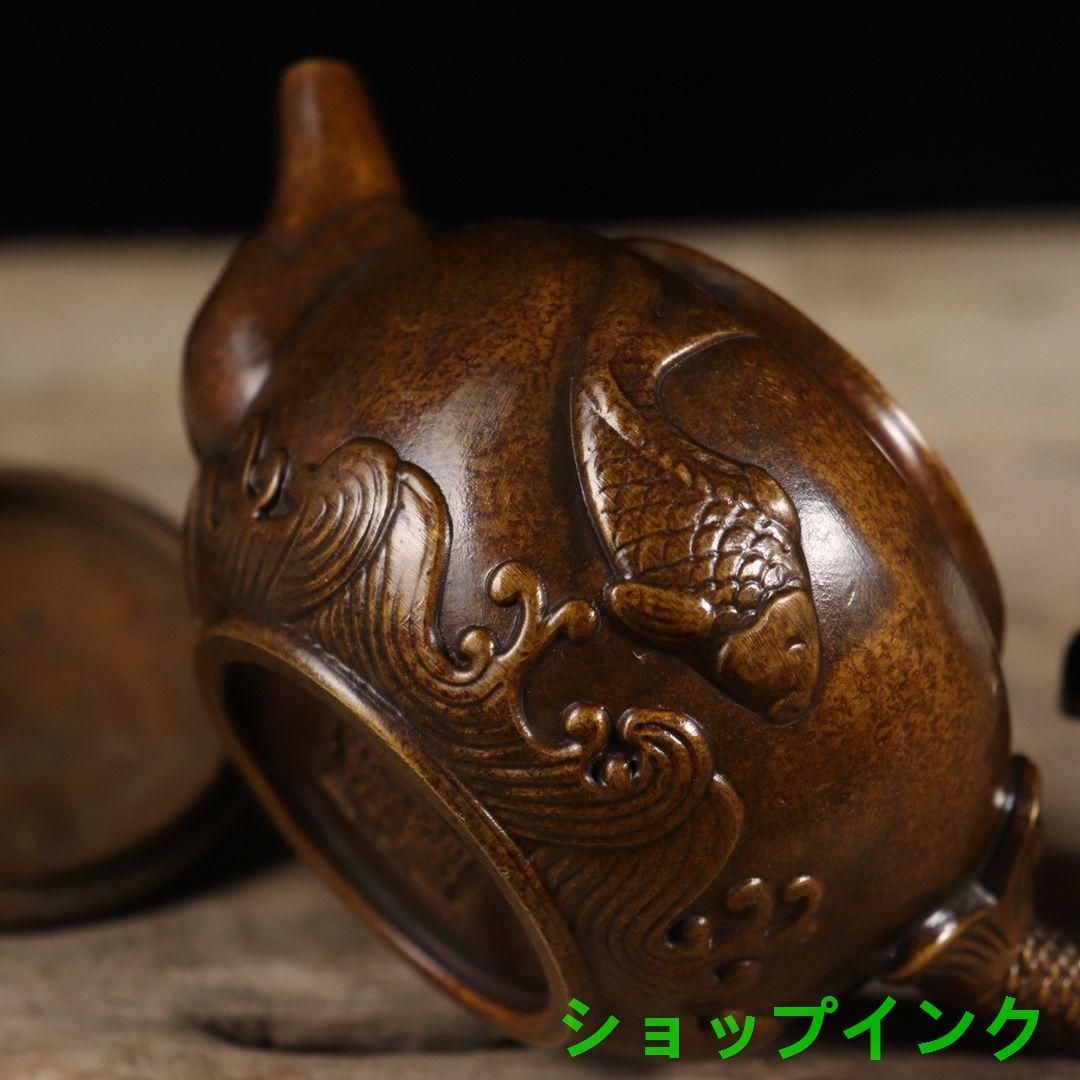 銅 細工 彫刻 「年々余りがある」 徳利 急須 茶道具 工芸品 美術品 置物 銅