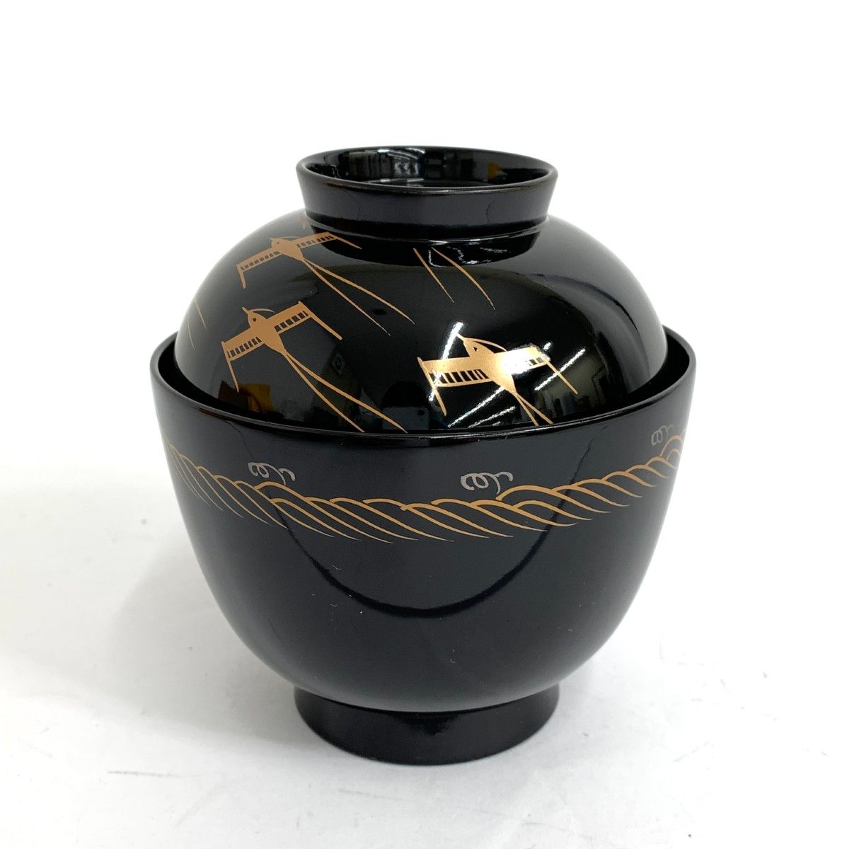 新品同様 輪島塗 濱田屋謹製 小吸物椀 5客揃 箱付 ブラック
