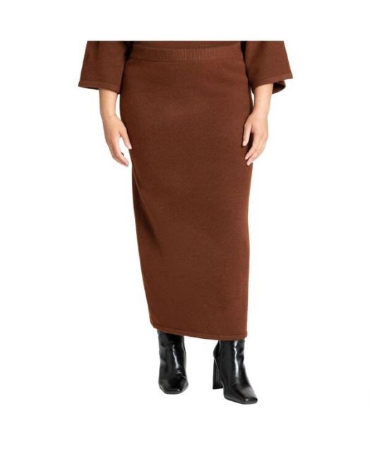 送料無料 エロクイ レディース スカート ボトムス Women s Sweater Maxi Skirt Downtown brown
