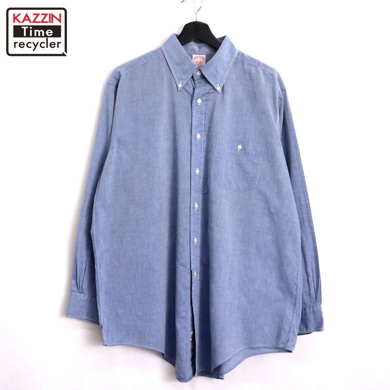 90s USA製 vintage Brooks Brothers 無地 ボタンダウン 長袖