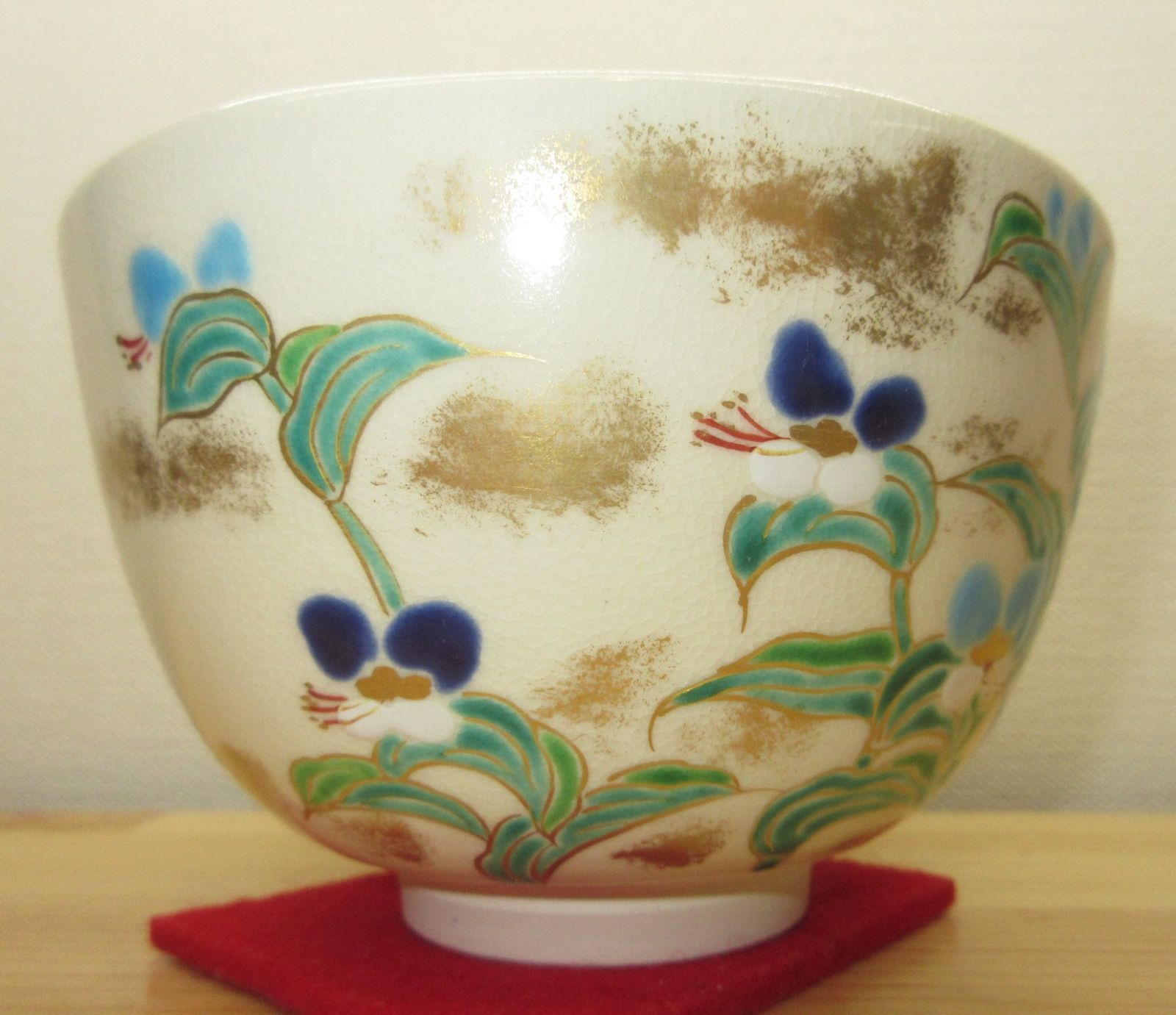 逢絢亭・新品】茶道具 茶碗 京焼 仁清 露草の図 文月和香 共