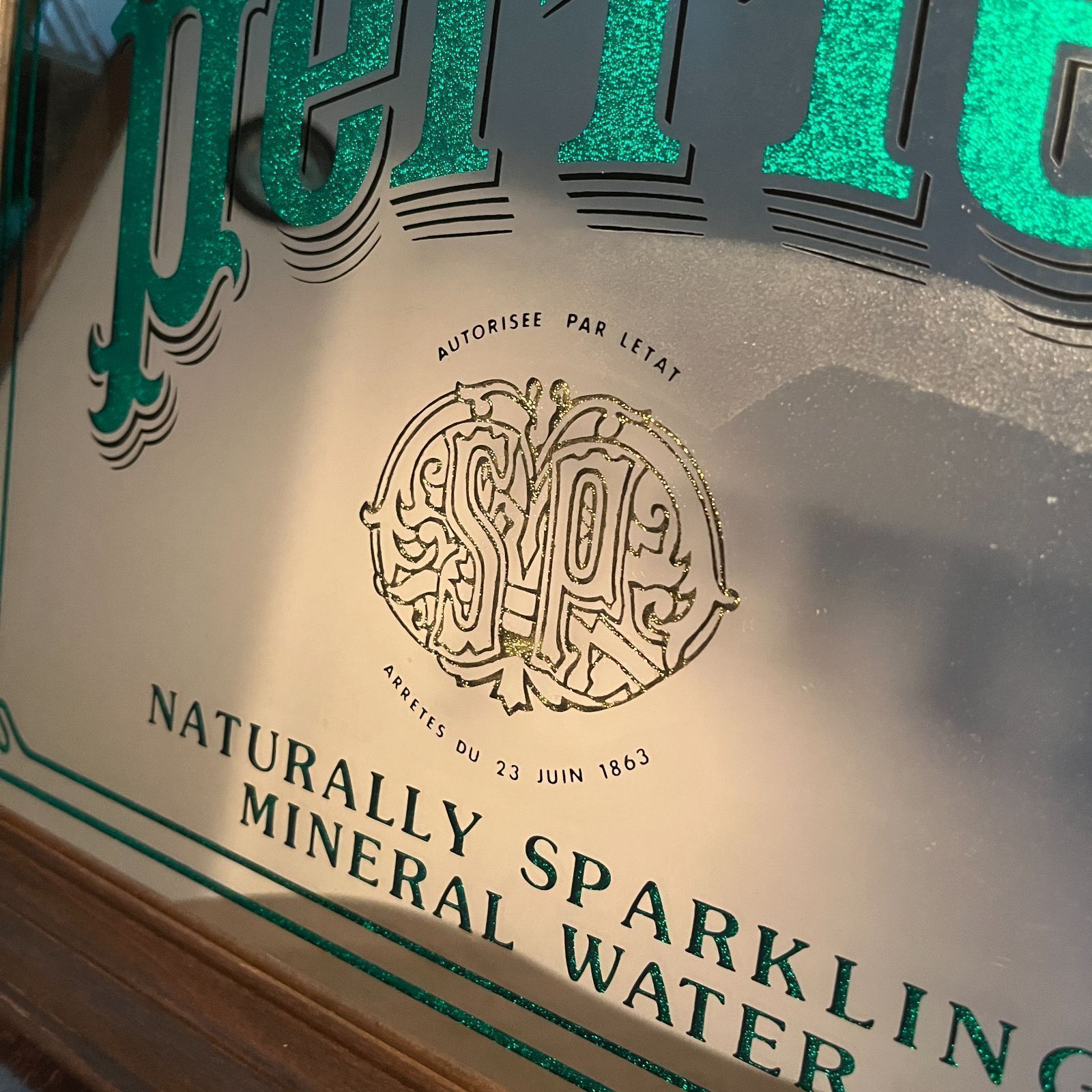 ヴィンテージ　Perrier Bar Mirror バーミラー パブミラー ヴィンテージ Perrier Bar Mirror バーミラー パブミラー - メルカリ