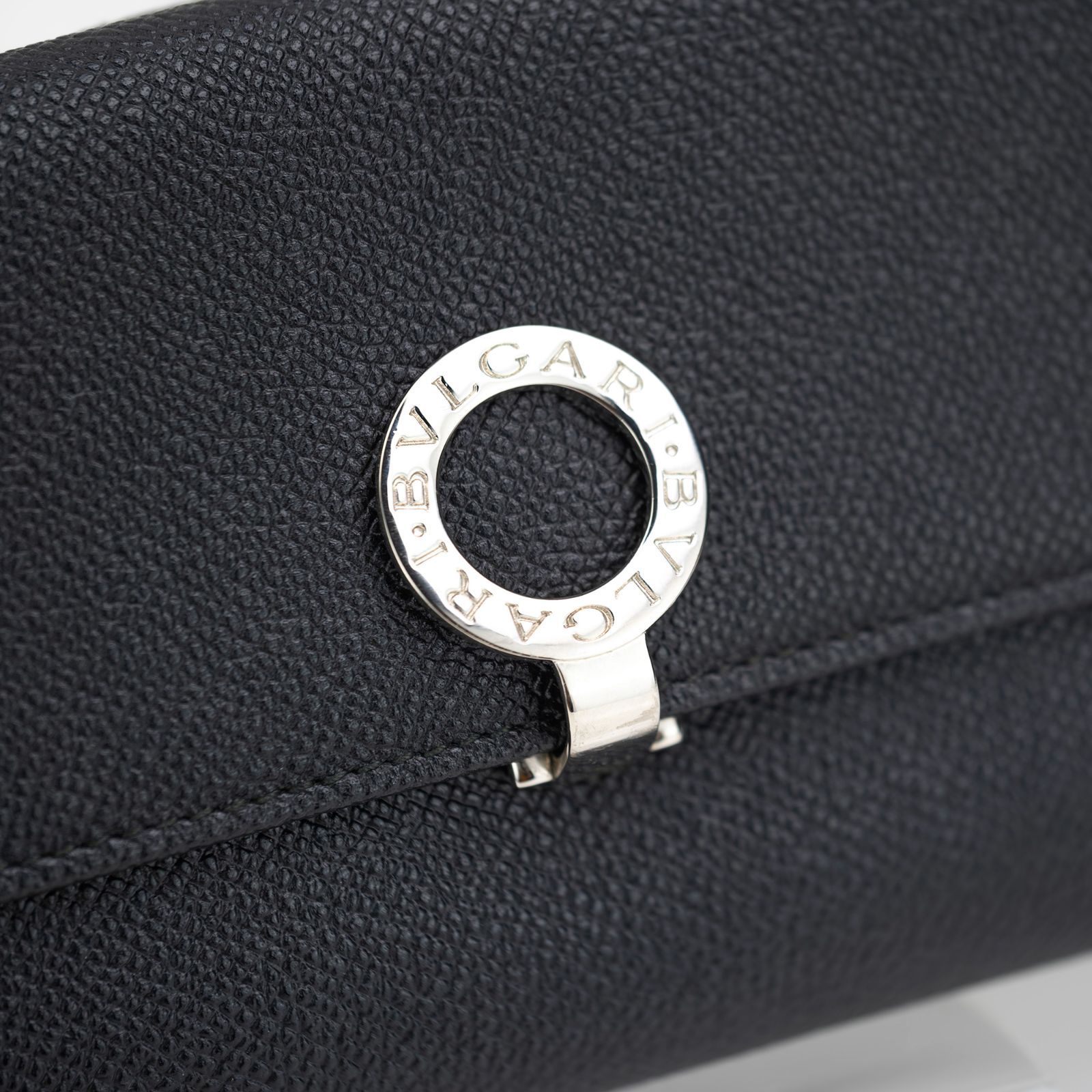 ブルガリ BVLGARI ロゴクリップ 二つ折り長財布 グレインカーフレザー