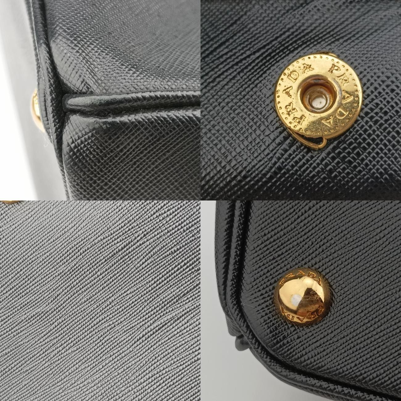 プラダPradaガレリアブラック×ホワイトサフィアーノレザーB2274C25