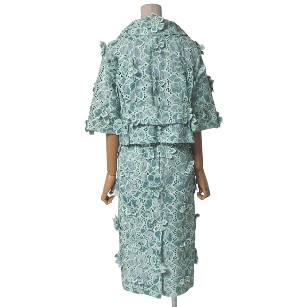 DOLCE-GABBANA ドルチェアンドガッバーナ スカートスーツ サイズジャケット|38 スカート|36 レース フラワー装飾 スーツ セットアップ ジャケット スカート カットオフ加工 イタリア製 ブランド古着 20250512|RA4642