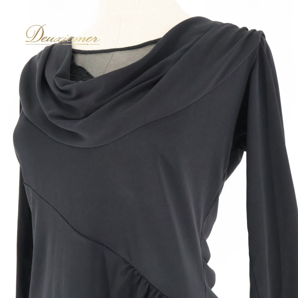 【美品 日本製 社交ダンス衣装】ブラック CHACOTT カットソー トップス 社交ダンス 衣装 トップス M チャコット レッスン レッスンウエア