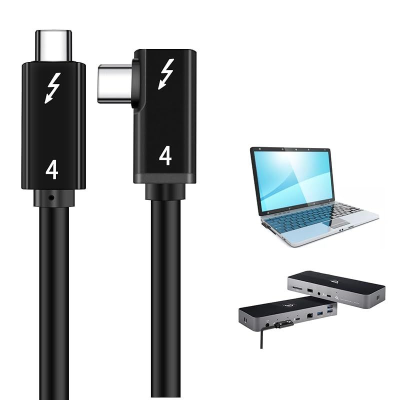 【新着商品】【PYLVOE】Thunderbolt 4 対応 USB-Cケーブル 0.5m 100W 急速充電 L字型 サンダーボルト4ケーブル 40Gbpsデータ転送 8K/60Hz 映像出力 Thunderbolt 3とUSB4とUSB 3.2と互換  0