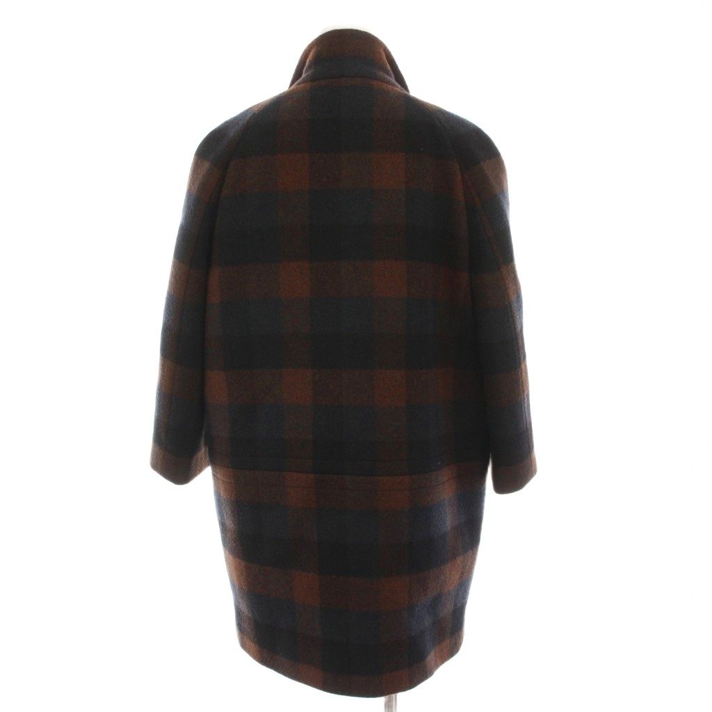 コーチ COACH ウールコート ダブルボタン チェック アウター XS 茶 黒 紺 F85185 YM